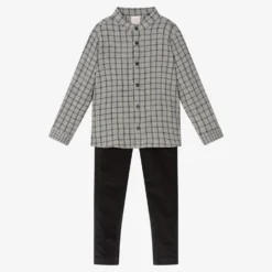 Paz Rodriguez Boys Grey Shirt & Trouser Set