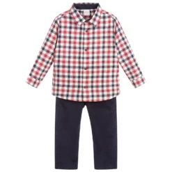 Paz Rodriguez Red Check Shirt & Trouser Set