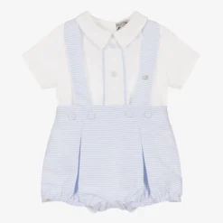 Piccola Speranza Boys Blue Cotton Striped Shorts Set