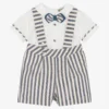 Piccola Speranza Boys White & Blue Stripe Shorts Set