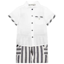 Piccola Speranza White & Blue Shorts Set