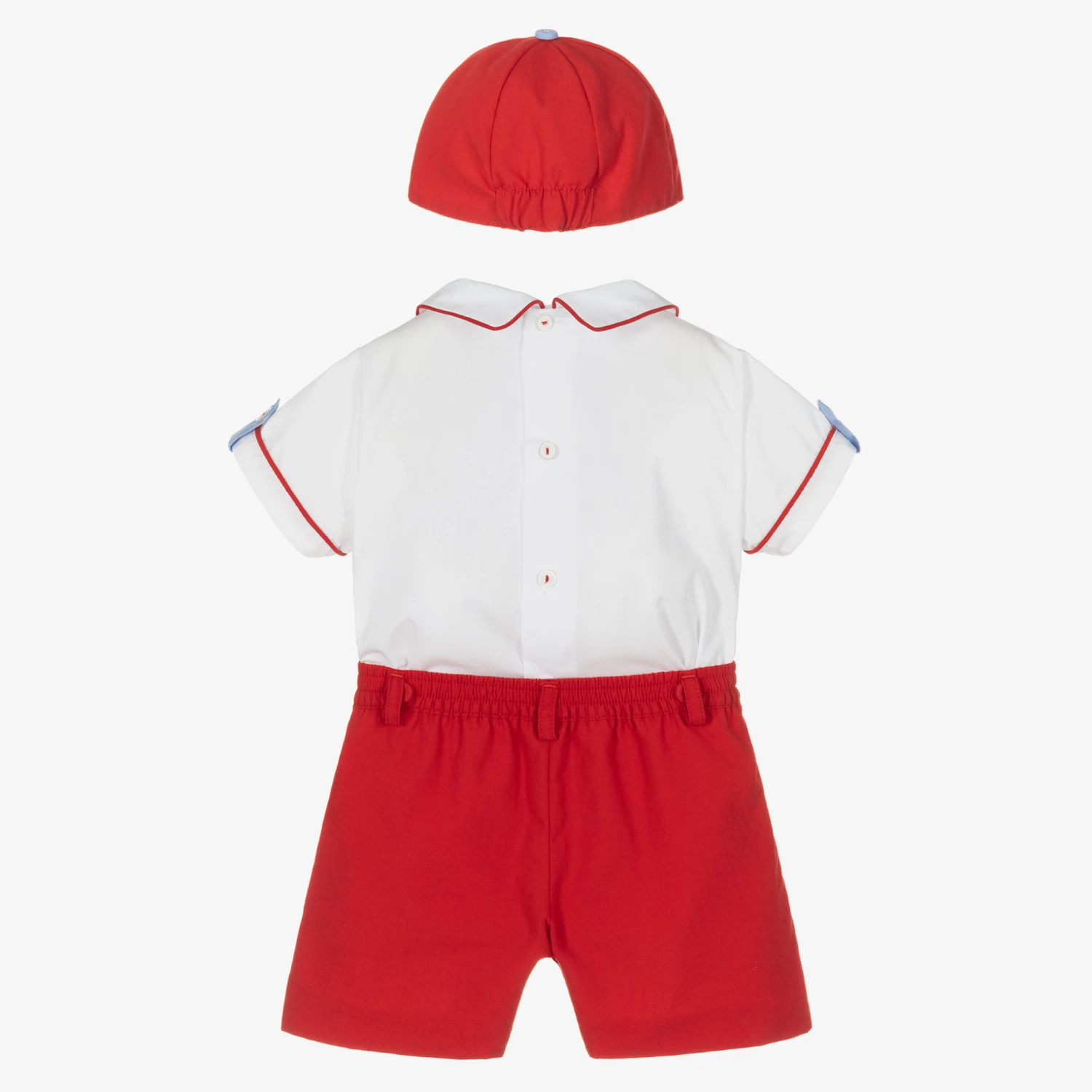 Pretty Originals Boys White & Red Buster Suit Set 2 Pretty Originals Boys White & Red Buster Suit Set - Image 2