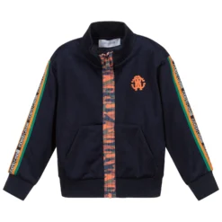 Roberto Cavalli Blue Logo Zip-Up Top