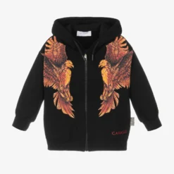 Roberto Cavalli Boys Black Eagles Zip-Up Top