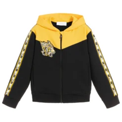 Roberto Cavalli Boys Black & Yellow Zip-Up Top