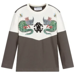 Roberto Cavalli Boys Grey & Ivory Jersey Top
