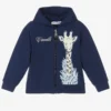 Roberto Cavalli Boys Navy Blue Zip-Up Top
