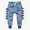 Rock Your Baby Blue Cotton Dinosaur Joggers