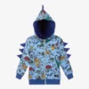 Rock Your Baby Blue Prehistoric Zip-Up Top