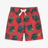 Rock Your Baby Boys Red Dinosaur Swim Shorts