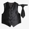 Romano Vianni Boys Black Waistcoat & Cravat Tie Set