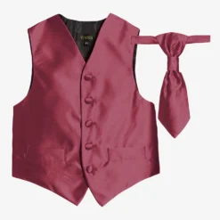 Romano Vianni Boys Burgundy Waistcoat & Adjustable Tie Set