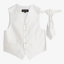 Romano Vianni Boys Ivory Waistcoat & Adjustable Tie Set