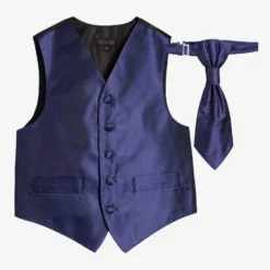 Romano Vianni Boys Navy Blue Waistcoat & Adjustable Tie Set