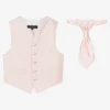 Romano Vianni Pink Satin Waistcoat & Tie Set