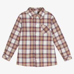 Sarah Louise Boys Beige Checked Shirt