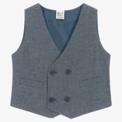 Sarah Louise Boys Blue & Grey Check Waistcoat