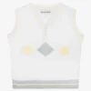Sarah Louise Boys White Cotton Argyle Sweater Vest