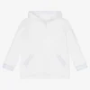 Sarah Louise Boys White Hooded Zip-Up Top