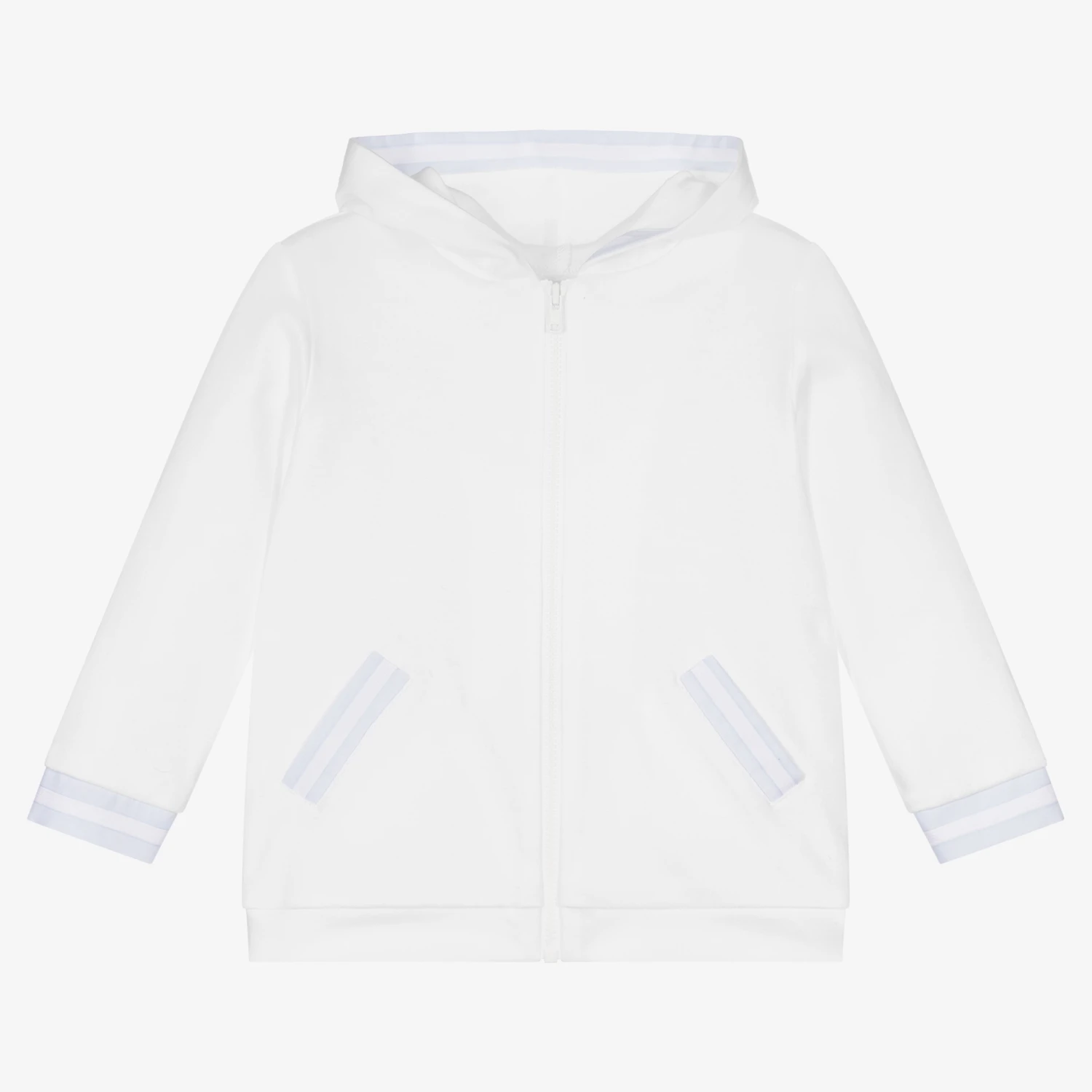 Sarah Louise Boys White Hooded Zip-Up Top 1 Sarah Louise Boys White Hooded Zip-Up Top