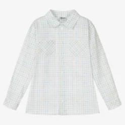 Sarah Louise White & Blue Checked Shirt