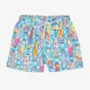 Selini Action Boys Blue Surfboard Print Swim Shorts