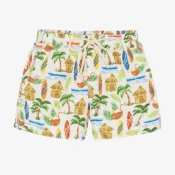 Selini Action Boys Ivory Tropical Print Swim Shorts