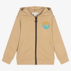 Stella McCartney Kids Boys Beige Organic Zip-Up Top