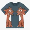 Stella McCartney Kids Boys Blue Cotton Fox T-Shirt