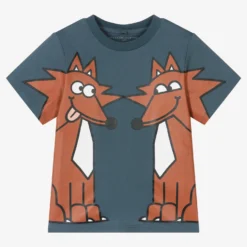 Stella McCartney Kids Boys Blue Cotton Fox T-Shirt