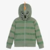 Stella McCartney Kids Boys Green Striped Gecko Zip-Up Hoodie