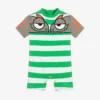 Stella McCartney Kids Boys Green Striped Lizard Sun Suit (UPF50+)