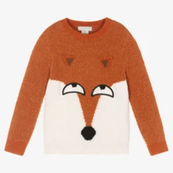 Stella McCartney Kids Boys Orange Knitted Fox Sweater