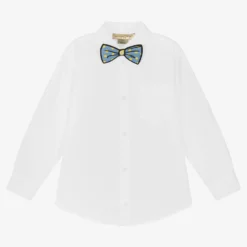 Stella McCartney Kids Boys White Cotton Poplin Bow Tie Shirt