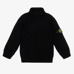 Stone Island Junior Boys Black Logo Badge Sweater