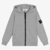 Stone Island Junior Boys Grey Cotton Zip-up Top
