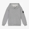 Stone Island Junior Grey Cotton Logo Hoodie
