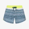 Sunuva Boys White & Blue Ikat Print Swim Shorts