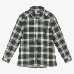 Tartine Et Chocolat Blue & Green Check Cotton Shirt