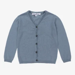 Tartine Et Chocolat Boys Blue Linen & Cotton Knit Cardigan