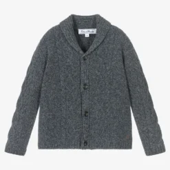 Tartine Et Chocolat Boys Blue Wool Knit Cardigan