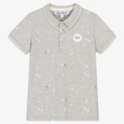 Tartine Et Chocolat Boys Grey Cotton Polo Shirt