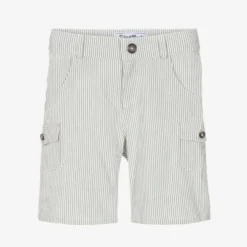 Tartine Et Chocolat Boys Grey Striped Cotton Shorts
