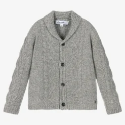 Tartine Et Chocolat Boys Grey Wool Knit Cardigan