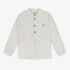 Tartine Et Chocolat Boys Ivory Linen Checked Shirt