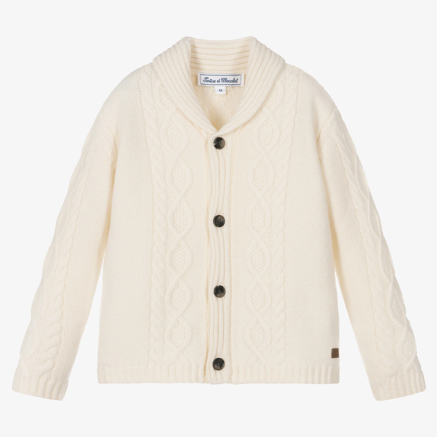 Tartine Et Chocolat Boys Ivory Wool Knit Cardigan 1 Tartine Et Chocolat Boys Ivory Wool Knit Cardigan