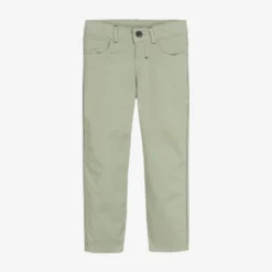 Tartine Et Chocolat Boys Pale Green Cotton Twill Trousers