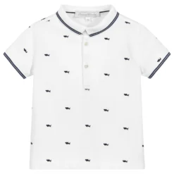 Tartine Et Chocolat Boys White & Blue Polo Shirt