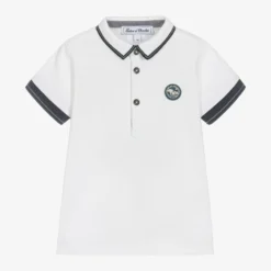Tartine Et Chocolat Boys White Cotton Logo Polo Shirt