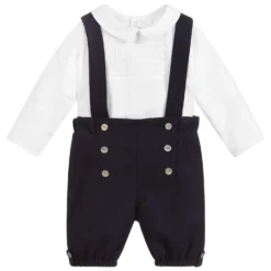 Tartine Et Chocolat White Top & Blue Shorts Set